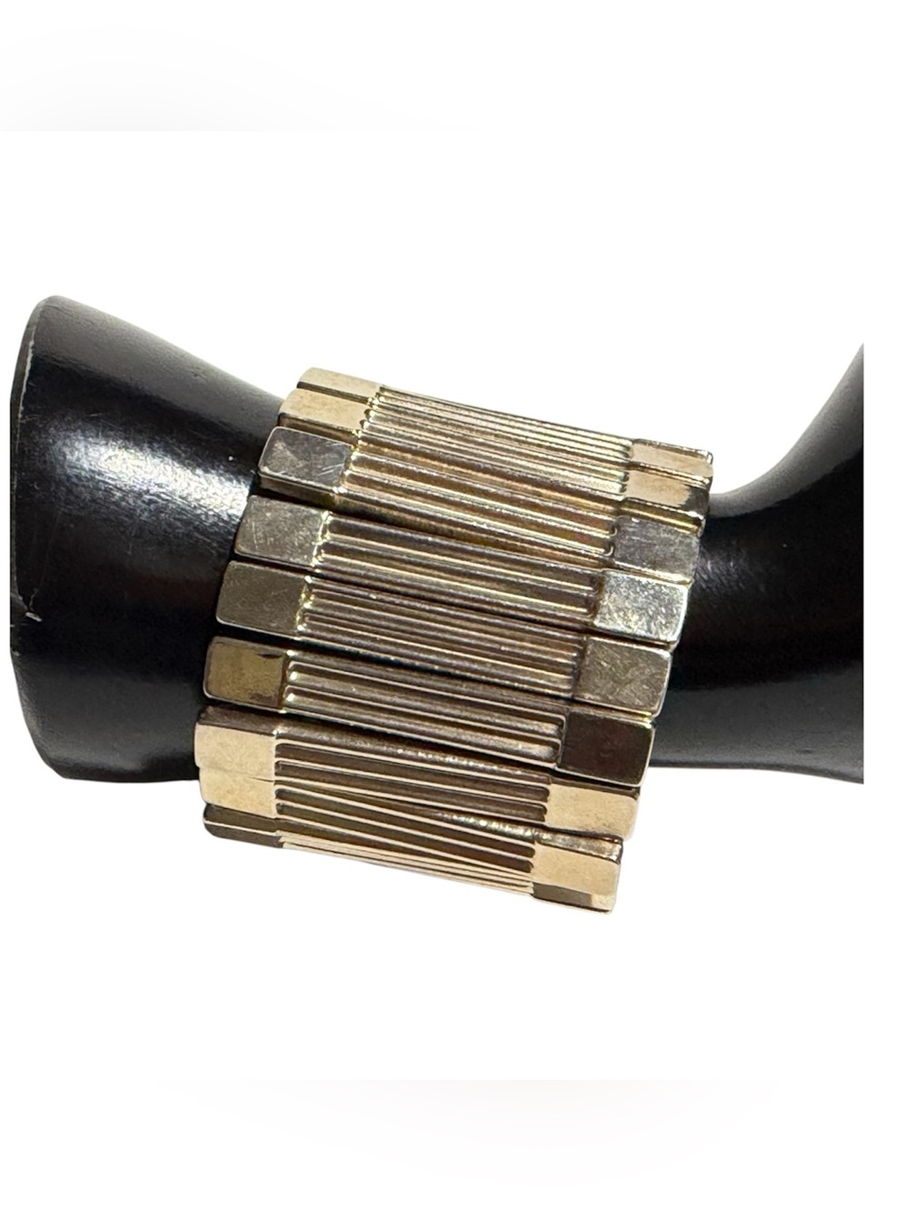 Architectural Art Deco Flapper Wide Expansion Bracelet Gold Tone Skyscraper